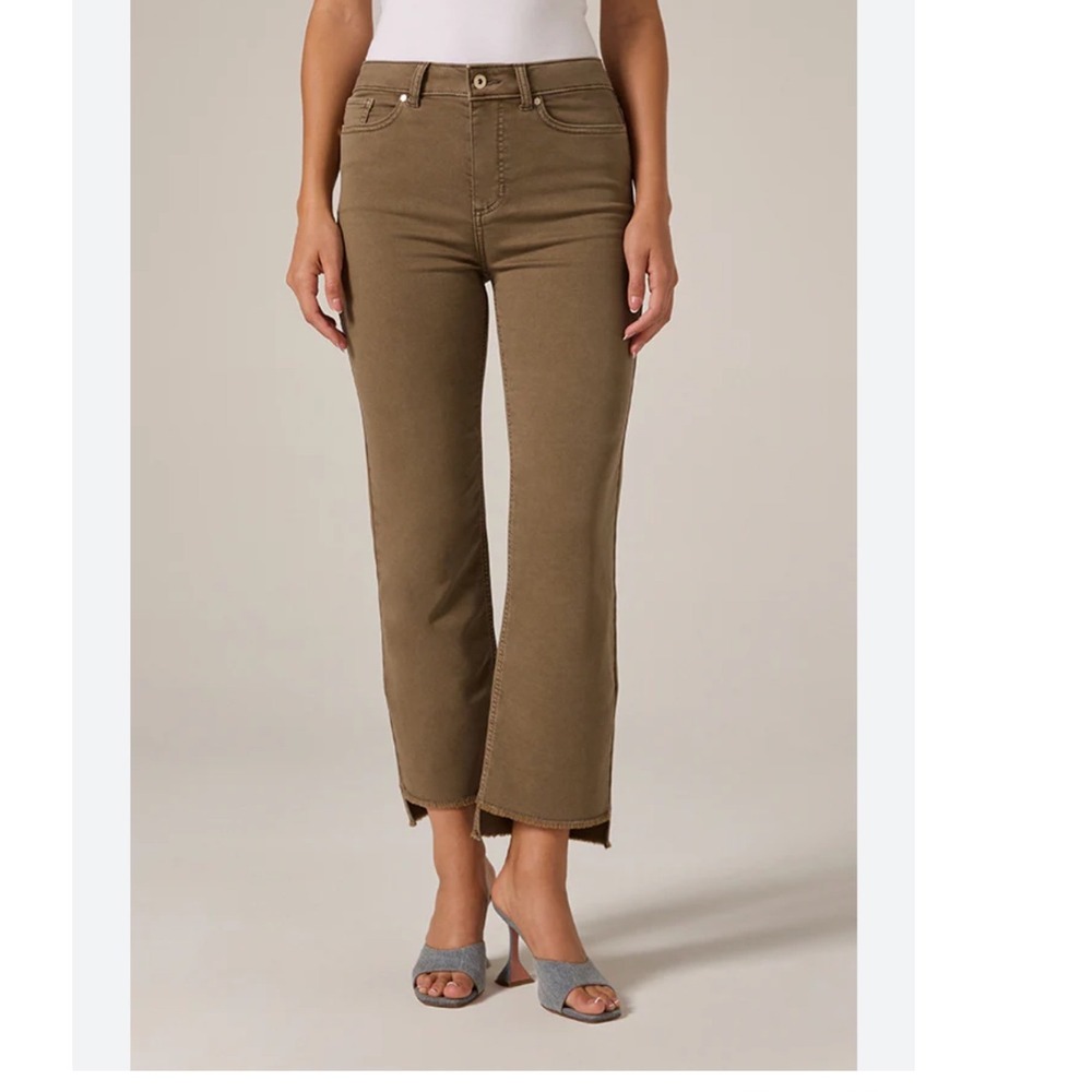 7 DIAMONDS Women's Brown‎ Wide Leg Cropped Raw Hem Jeans Size 33